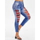 thumbnail image 2 of Más el tamaño de 3D rasgado de la tela escocesa de impresión Jeggings Rosegal Leggings de talla grande, 2 of 5