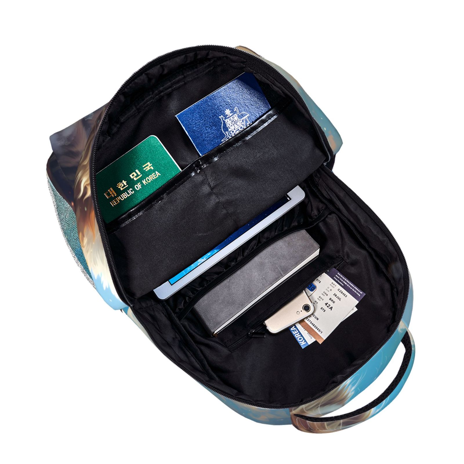 Xecao Blue Sky Winged Cat Travel Backpack: A spacious, stylish computer backpack ideal for men and women, perfect for college, school, or daily travels