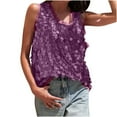 thumbnail image 4 of Felirenzacia Women's Casual Round Neck Solid Color Sequin Loose Sleeveless Tube Tank Top, Purple,S, 4 of 9