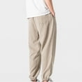 thumbnail image 5 of BXINGOHAI Men's Lightweight Casual Long Pants Elastic Waist Drawstring Comfy Pocket Pants Big And Tall Pants Today Deals Khaki,XXXL, 5 of 6