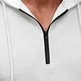 thumbnail image 6 of ZVNAΖH Men's Waffle Knit Hoodie, Quarter Zip Pullover with Drawstring Hood, Long Sleeve Casual Lightweight Top, Fall Winter, S-3XL, 6 of 6