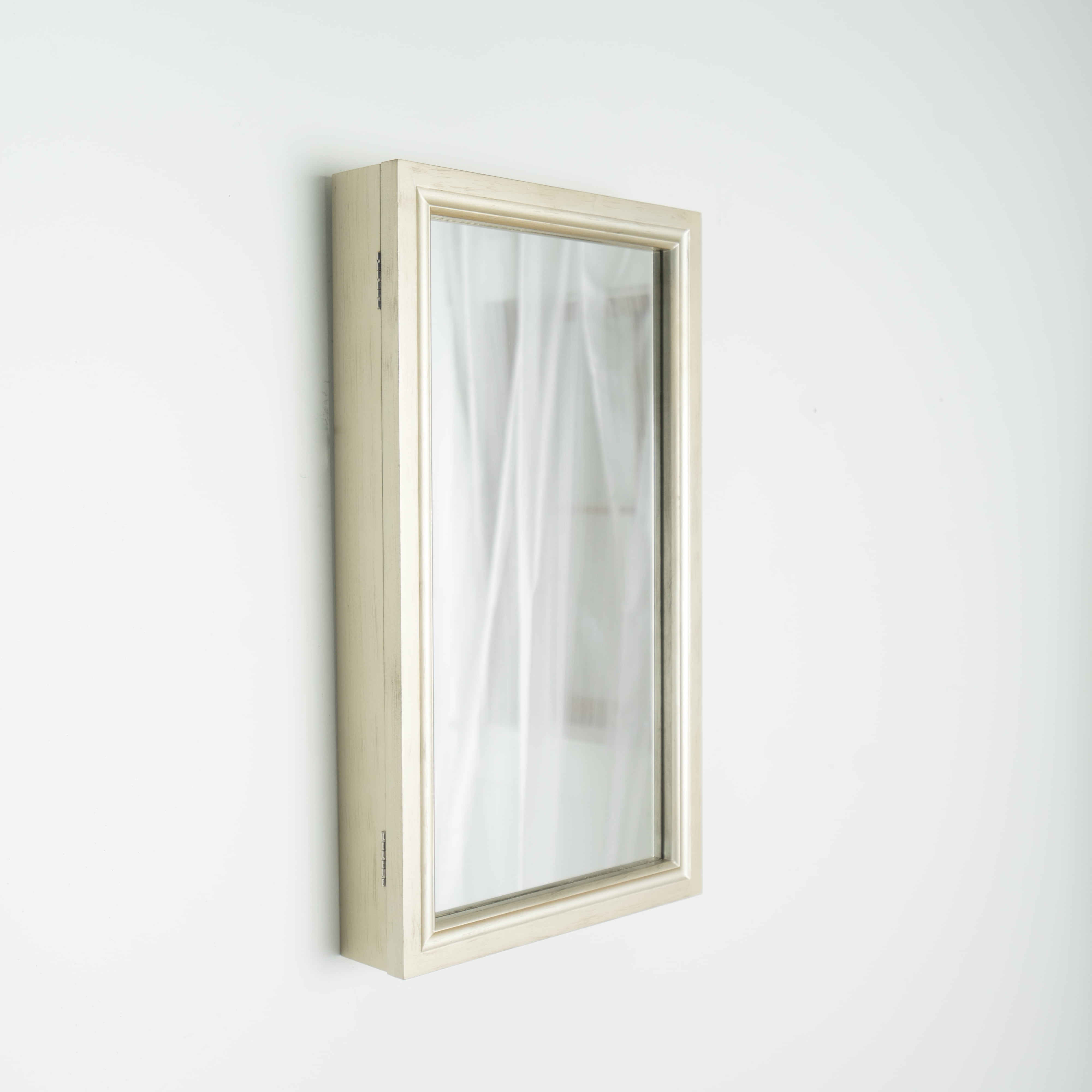 Hives & Honey Nicolette Adult Wall-Mounted Mirrored Jewelry Armoire - Gold, Transitional Style Wood Frame