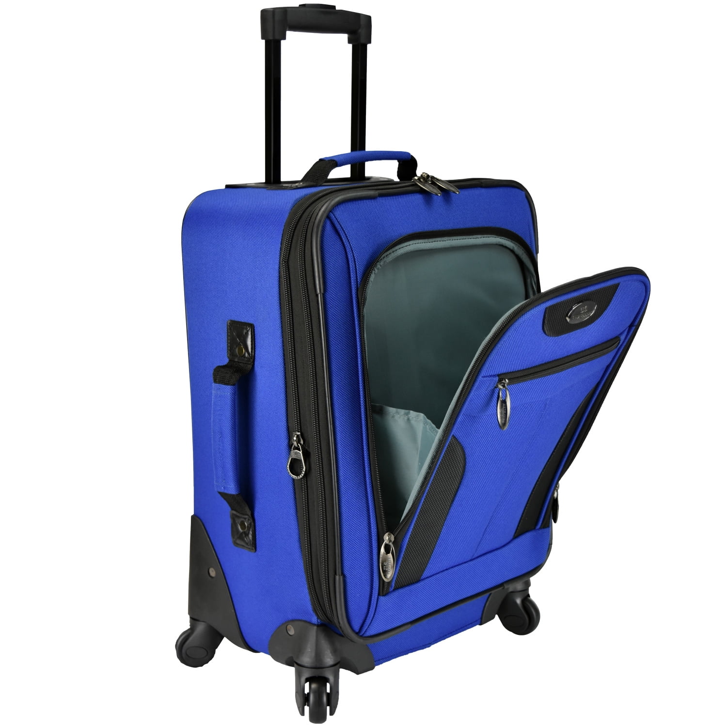 U.S. Traveler Charleville Fabric Expandable Spinner Luggage, Mazarine Blue, 20" Carry-on