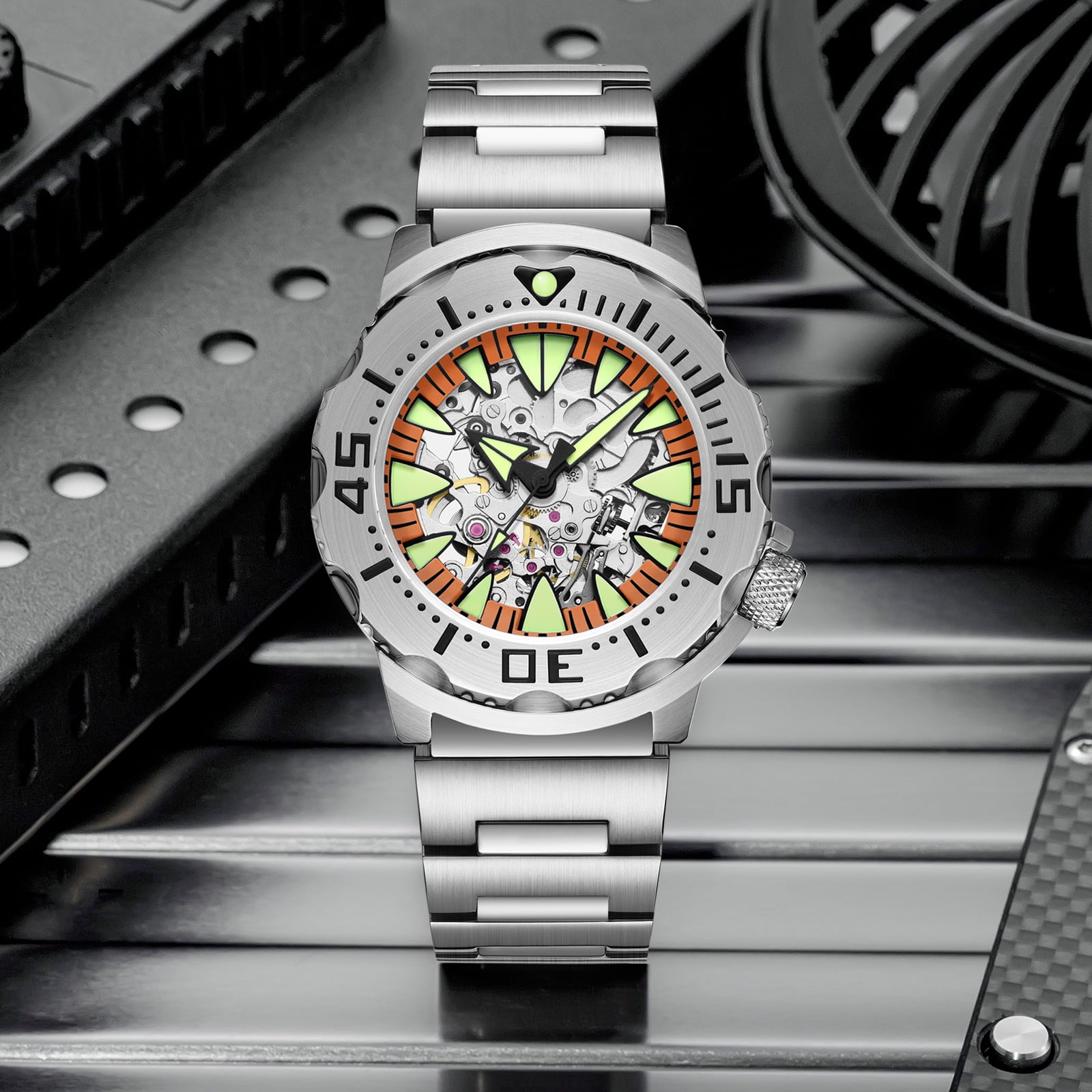 ADDIESDIVE Men's Automatic Watch Dive 200M Waterproof, Luxury Skeleton Dive Watch for Men with NH36 Movement, Sapphire Crystal Glass, Super Luminous Analog Watch