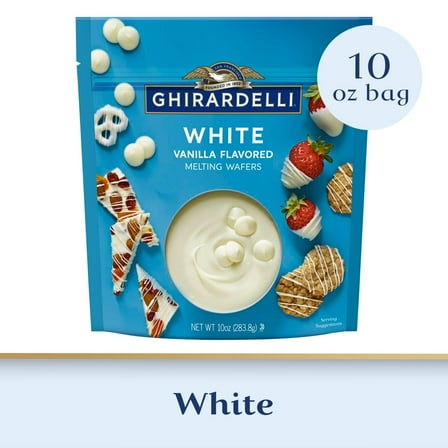 GHIRARDELLI White Vanilla Flavored Melting Wafers, 10 oz Bag(2 Packs)