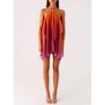 thumbnail image 4 of Orange Halter Neck Mini Dress With Sheer Mesh Layered Ruffle Detail And Floral Embellishment, 4 of 6
