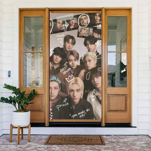 Stray Kids Door Cover Banner Decor Wall Hanging Background For Party Door Indoor Porch (35.4 X 72.8 Inches)
