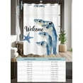thumbnail image 6 of No Hook Cloth Fabric Shower Curtain with Snap in Liner, Coastal Fish Waterproof Shower Curtains Set with See Through Top Window, Watercolor Blue Ocean Starfish Painting Bath Curtains Shower 36"x78", 6 of 6