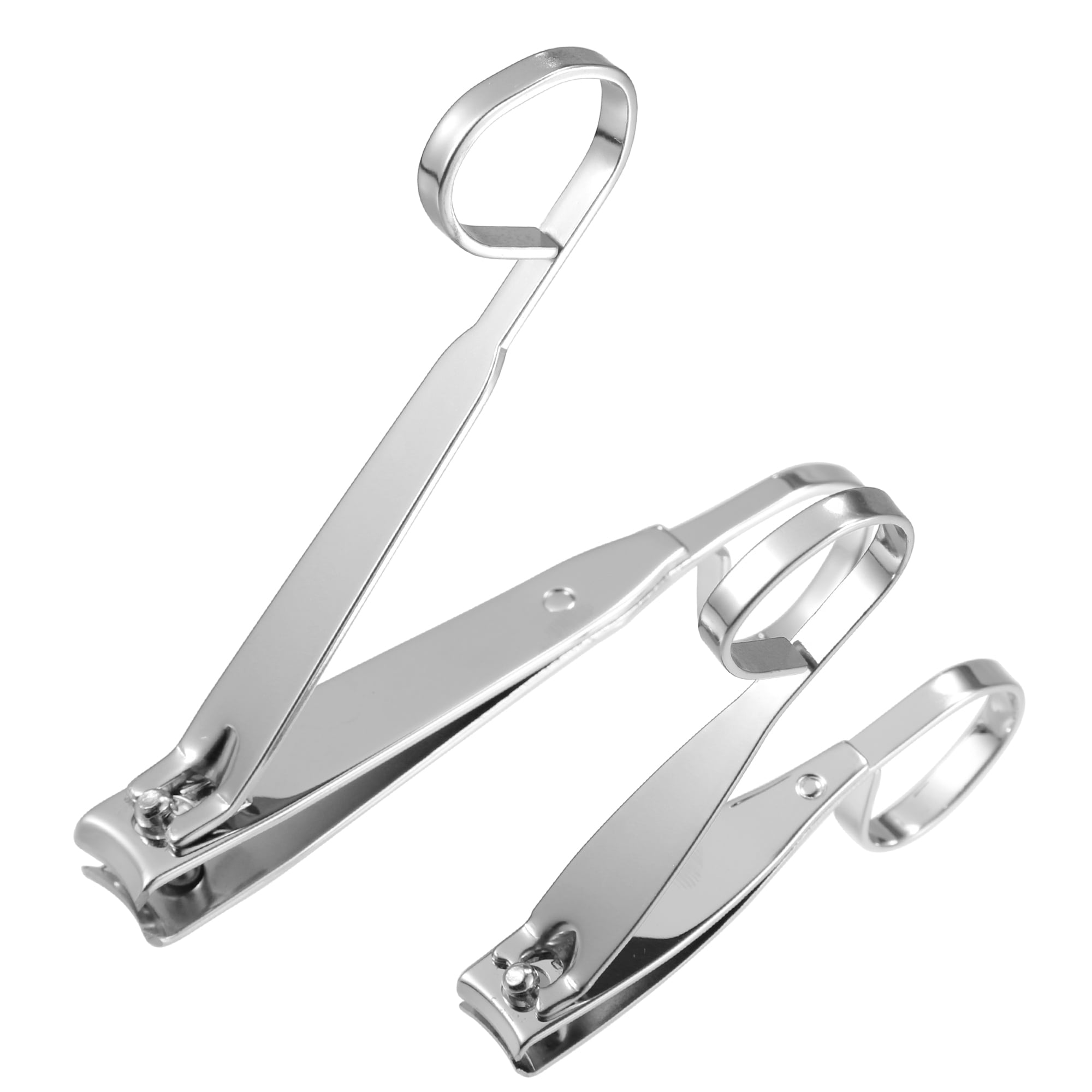 Unique Bargains 2 Pcs Nail Cutter Set Professional Nail Clippers for Travel Silver Stone