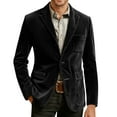 thumbnail image 5 of yuCgh Men's Solid Color Corduroy Casual Suit Jacket with Warm Pockets, Cardigan Style for Men, Soft and Warm for Cool Days,Black L, 5 of 5