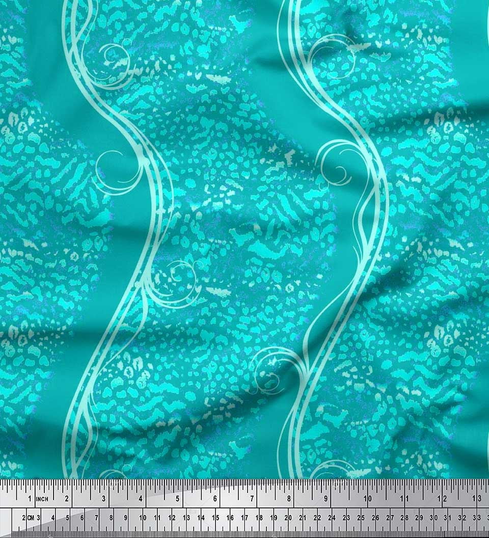 Soimoi Rayon Crepe Fabric animal skin,swirl & waves Abstract Fabric Prints By Yard 46 Inch Wide