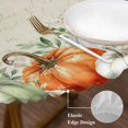 thumbnail image 3 of Thanksgiving Round Tablecloth, Fitted Table Cover with Elastic for 45"-54" Round Tables, Sage Green Orange White Pumpkin Eucalyptus Table Cloth Outdoor Indoor Dinning Party Waterproof Tablecloths, 3 of 7