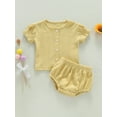 thumbnail image 2 of Coduop 2PCS Baby Girls 2pcs Outfits Short Sleeve Button Down Crop Tops Shorts Set Casual Clothes, 2 of 7