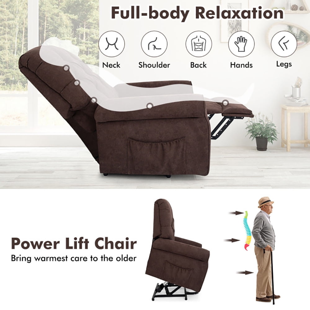 Finihen Recliner Chair, Recliner Chair Sofa for Elderly with Side Pocket and Remote Control, for Living Room, Bedroom, Brown Finihen Recliner Chair, Recliner Chair Sofa for Elderly with Side Pocket and Remote Control, for Living Room, Bedroom, Brown