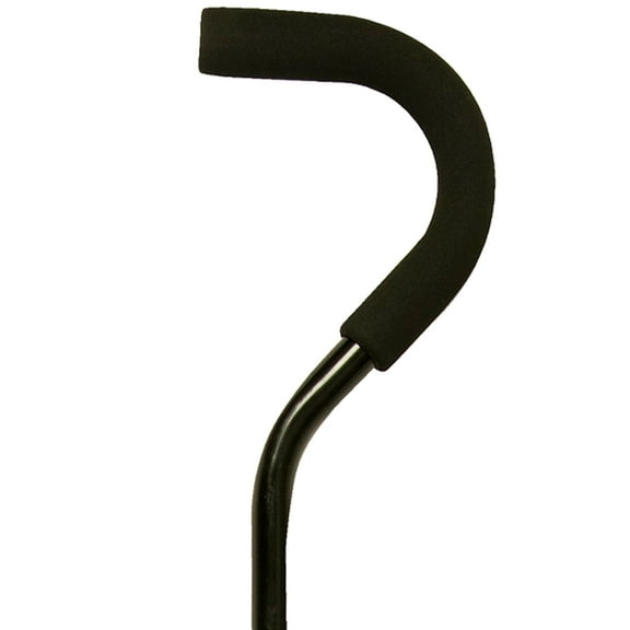 PCP Adjustable Aluminum Cane, Offset Handle , Foam Grip, Made in USA, Black,