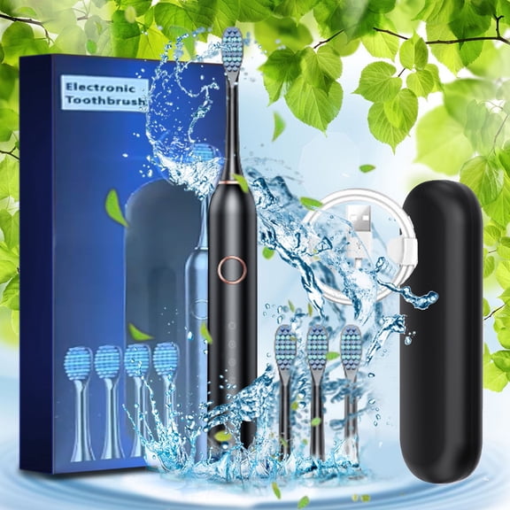 Yatlte Electric Toothbrush Wave Oscillation & Vibration Sonic Tooth Brush BASS-Brushing Technique Travel Rechargeable Toothbrushes 4 Soft Bristle Replace Heads IPX7 Gifts for Men Women