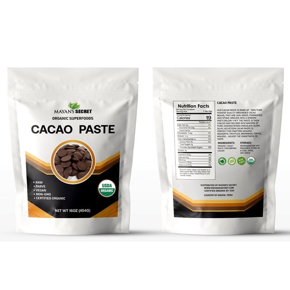 Mayan's Secret Organic Cacao Paste Raw Wafers Bulk - Raw Cacao Paste Unsweetened, Vegan - 1 Pound