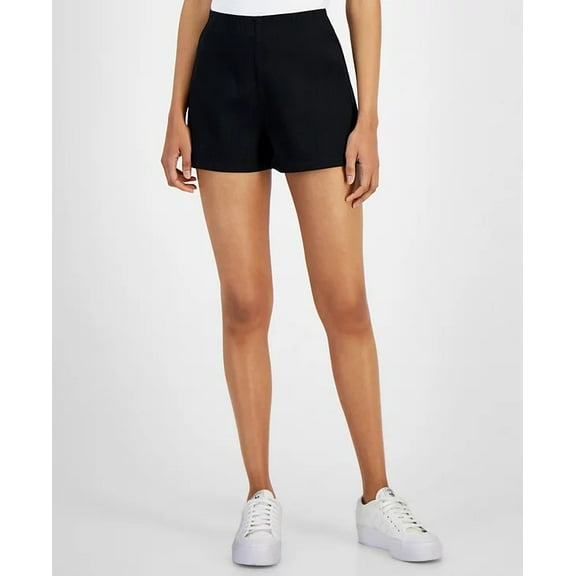 Tinseltown WASHED BLACK Women's Juniors' High-Rise Pull-on Hot Shorts, US Medium