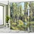 thumbnail image 5 of Ambesonne Nature Shower Curtain, House in Forest, 69"Wx70"L, Green, 5 of 5
