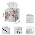 thumbnail image 3 of POLERO Decorative Car Tissue Holder, Cherry Blossom Wooden Square Tissue Box Cover PU Leather Facial Paper Case Organizer Dispenser for Bathroom, Vanity Countertop, Night Stands, Desk, 3 of 7
