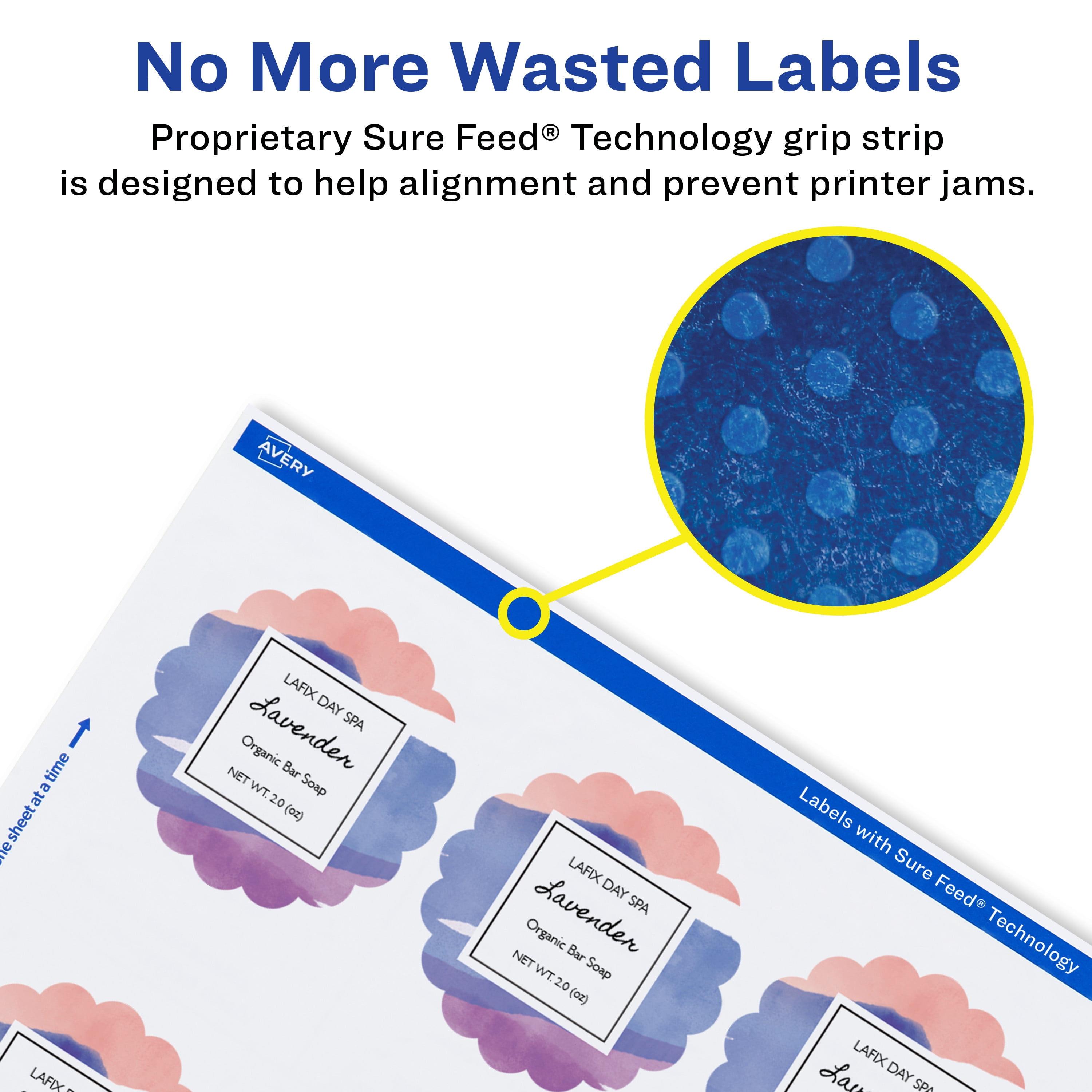 Avery White Round Scalloped Labels, 2.5" Diameter, 450 Labels