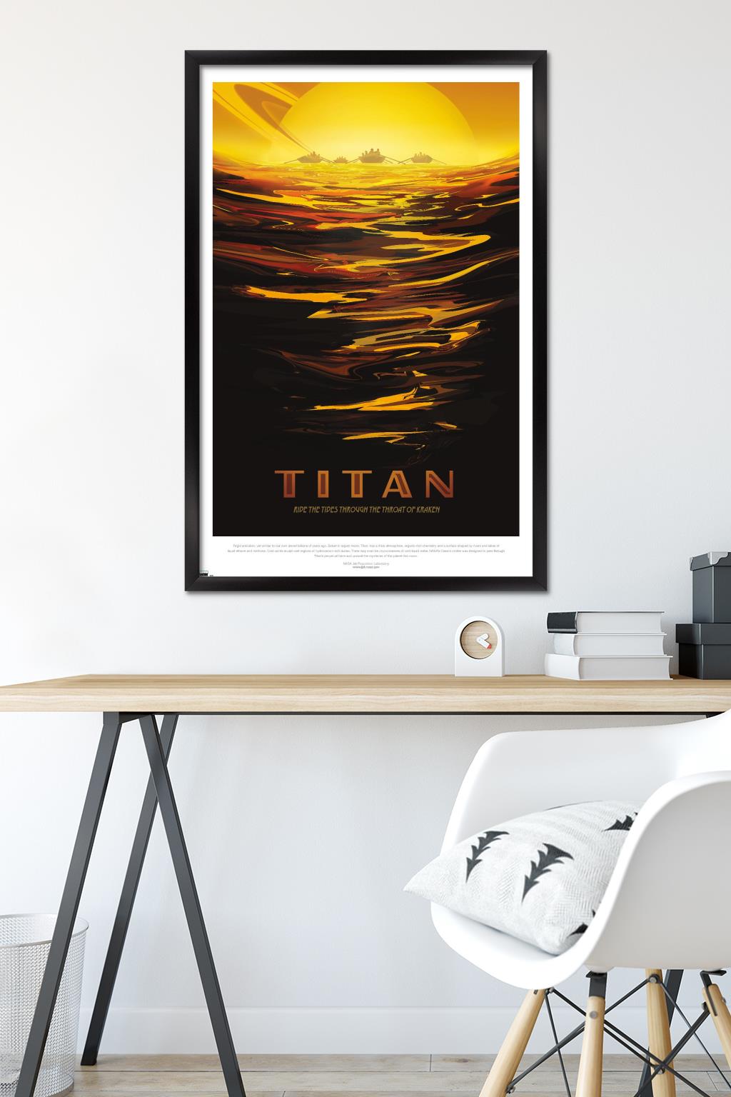 NASA - Titan Travel Poster Wall Poster, 22.375" x 34" Framed