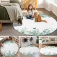 thumbnail image 5 of Round Rugs 5Ft, Teal Botanical Round Area Rug Washable Indoor Throw Carpet, Spring Floral Summer Eucalyptus Leaf Soft Non Slip Circle Rug for Cabinet Bathroom Home Decor Aesthetic, 5 of 8