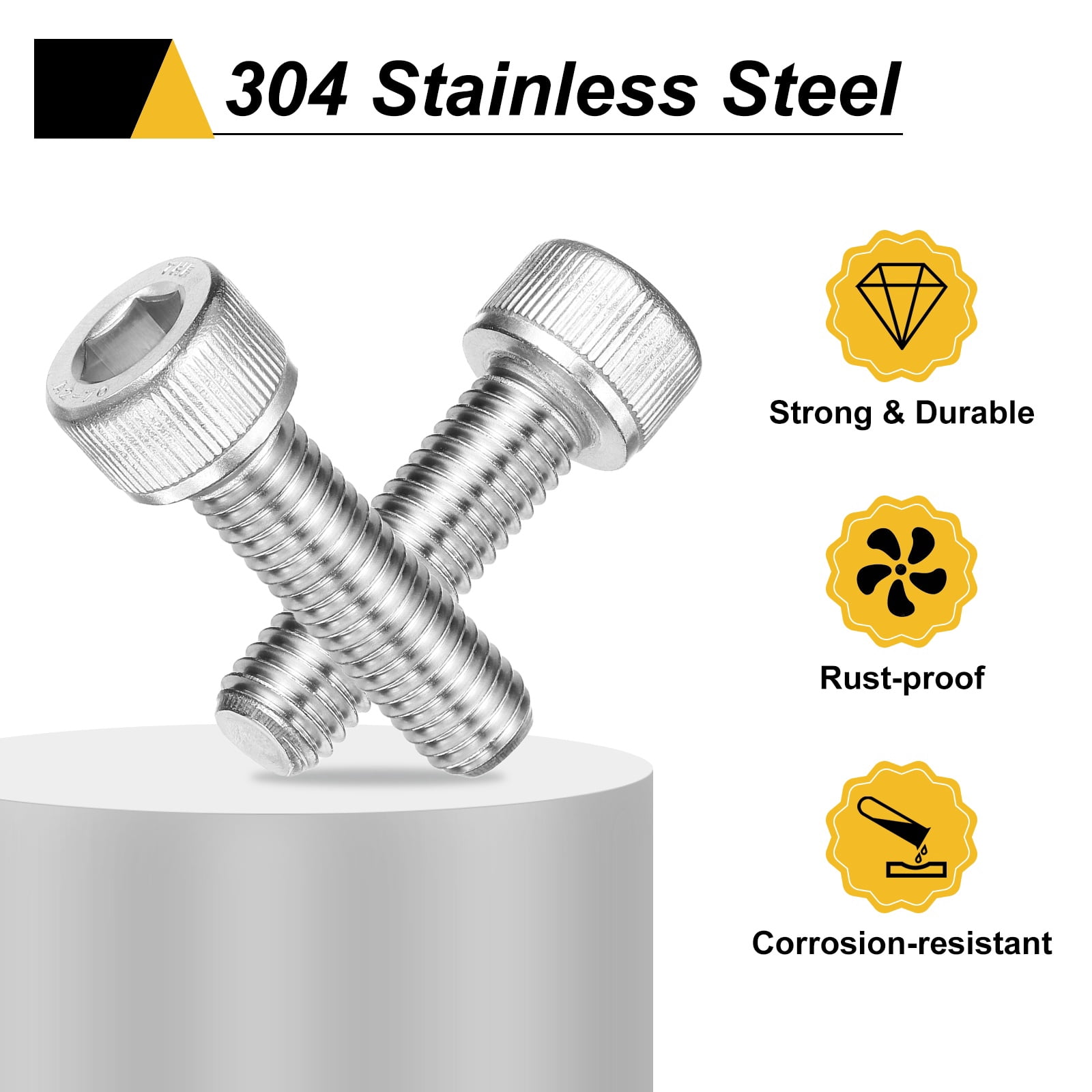 Uxcell 10 Pack Hex Socket Head Cap Screws Bolts, M10x35mm 304 Stainless Steel Socket Drive Machine Screws Bolts with Wrench, Full Threaded, Silver