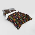 thumbnail image 3 of Tropical Duvet Cover Set, Animals Flowers of Hawaii on Indigo Backdrop Monkeys Parrots and Monstera Leaves, Bedding Set with Shams and Fitted Sheet, 3 Sizes, by Ambesonne, 3 of 3
