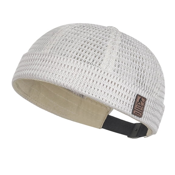 Brimless Docker Cap Mesh Breathable Adjustable Skullcap for Men and Women Streetwear Sailor Hat Beige