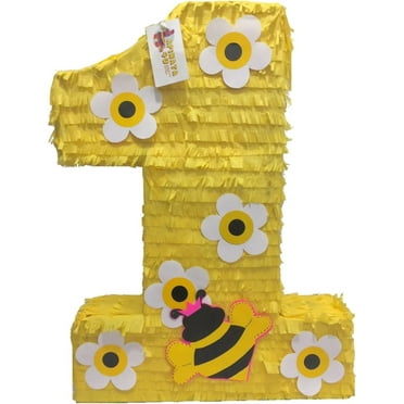 Large 20" Yellow Number One Pinata Queen Bee Theme Bumblebee Party Supplies First Birthday