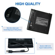 External DVD Drive, Lychee USB 3.0 Type C CD DVD Burner Player Reader Writer Compatible with PC Laptop Desktop MacBook Mac Windows Linux OS, Mac, Black