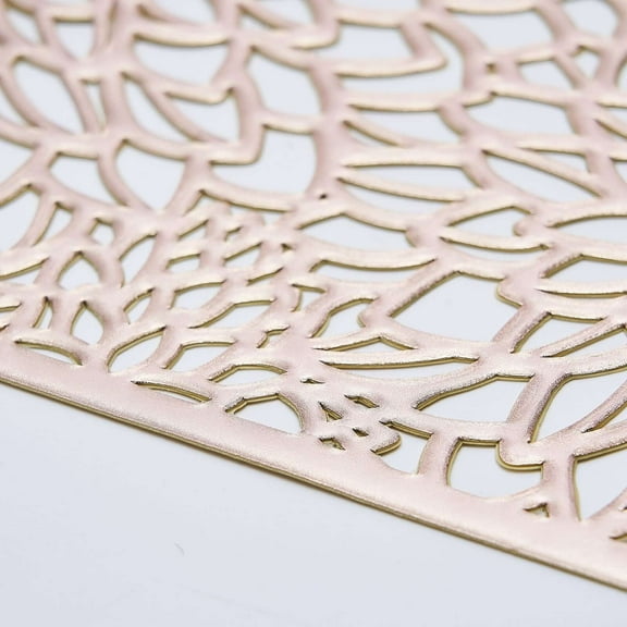 Efavormart 6 Pack 12"x18" Dining Table Mats Non Slip Vinyl Placemats - Floral Design - Gold for Wedding, Party, Home, Hotel,Table Decoration