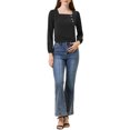 thumbnail image 2 of INSPIRE CHIC Women's Pleated Front Casual Long Sleeve Square Neck Blouse, 2 of 5