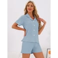 thumbnail image 2 of DARING DIVA Pajamas Set 100% Cotton Button Down Notch Collar Sleepwear L Blue, 2 of 6