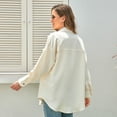 thumbnail image 4 of Tops de pana para mujer,Camisa de pana para mujer, blusa holgada con botones de color puro, blusa con bolsillo elaborada por expertos, 4 of 6