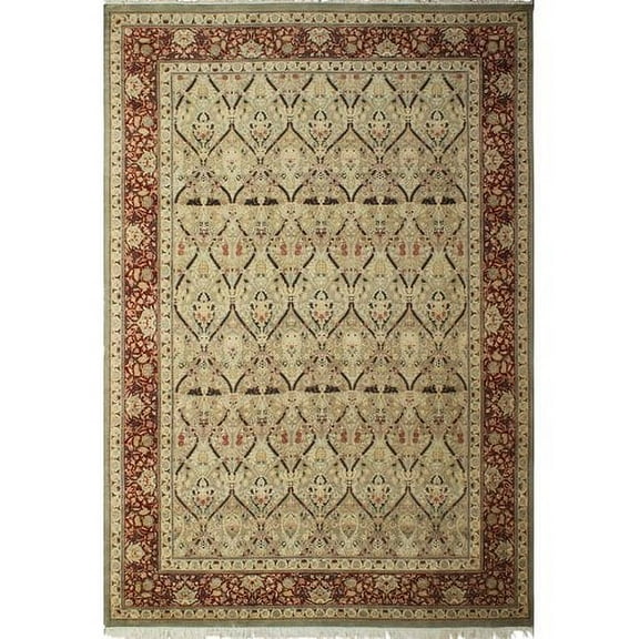 Noori Rug Wali Sebahat Hand Knotted Wool Light Green Area Rug