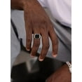 thumbnail image 2 of ChainsHouse Silver Rings for Men Black Onyx Stone Stainless Steel Band Ring Birthday Christmas Valentines Jewelry Gift, Size 07-14, 2 of 7