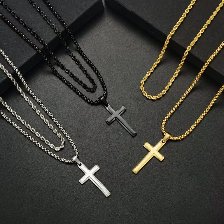 Dropship Cross Necklace For Men Women Stainless Gold Layered Rope Chain  Cross Pendant Necklace Simple Gifts Chain Necklace 16-26 Inches Chain to  Sell Online at a Lower Price