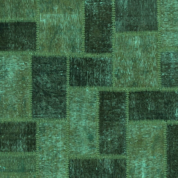Ahgly Company Machine Washable Indoor Square Patchwork Turquoise Blue Transitional Area Rugs, 3' Square