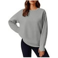 thumbnail image 1 of GigrtiJin Chandail en Molleton pour Femmes Mode Couleur Unie Manches Longues Pull Décontracté Col Rond Chandails en Molleton Confortables, 1 of 8