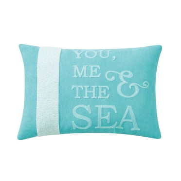 Mainstays You, Me and the Sea Decorative Pillow, 14" x 20", Aqua