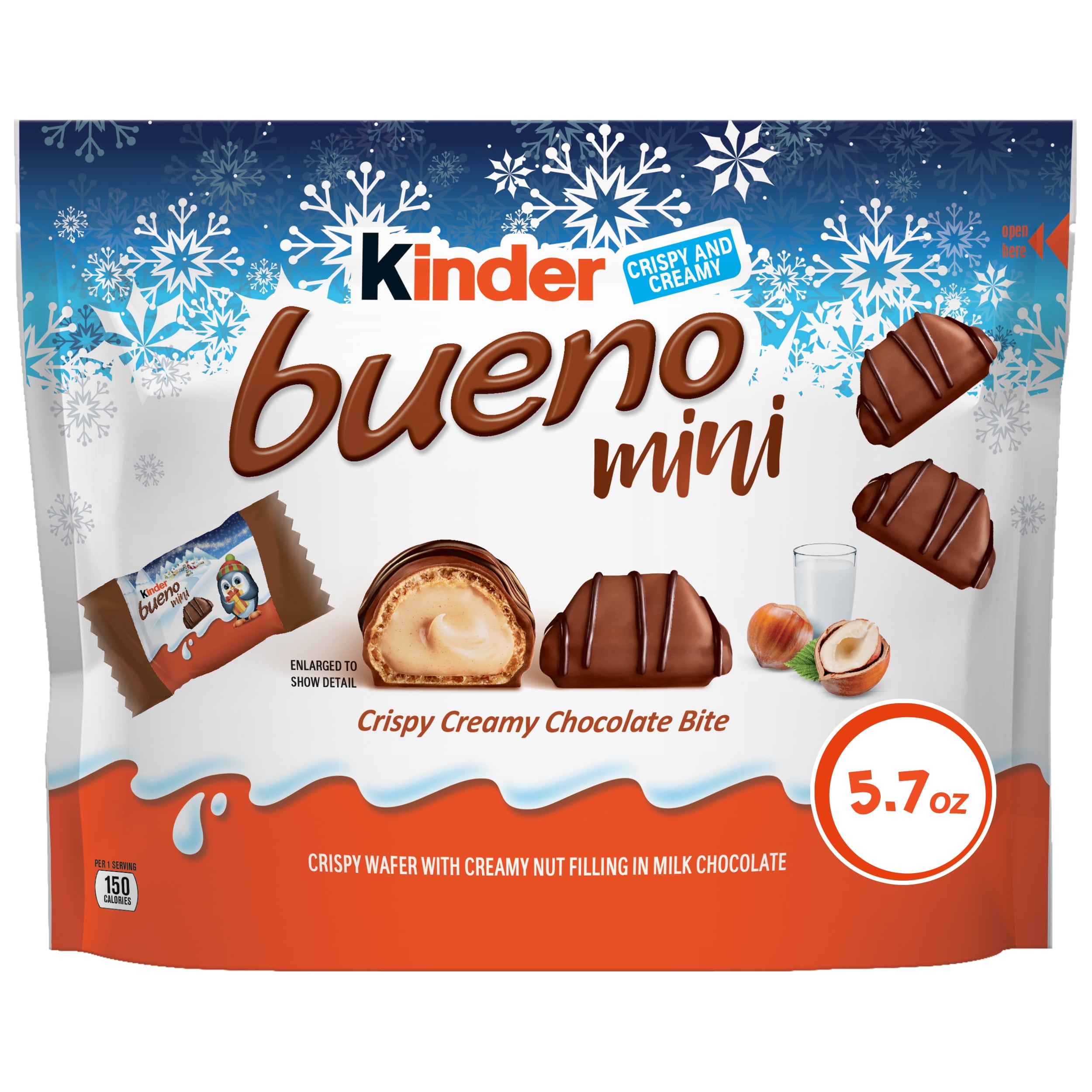 Kinder Bueno Mini, Milk Chocolate and Hazelnut Cream, Individually Wrapped Chocolate Bars, 5.7 oz, Share Size