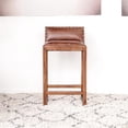 thumbnail image 2 of Century Tabouret de Comptoir Carré en Cuir Véritable Design Moderne Mi-Siècle en Tan, 2 of 5