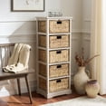 thumbnail image 2 of SAFAVIEH Vedette Country Nautical 5 Wicker Basket Storage Tower, Vintage Grey, 2 of 15