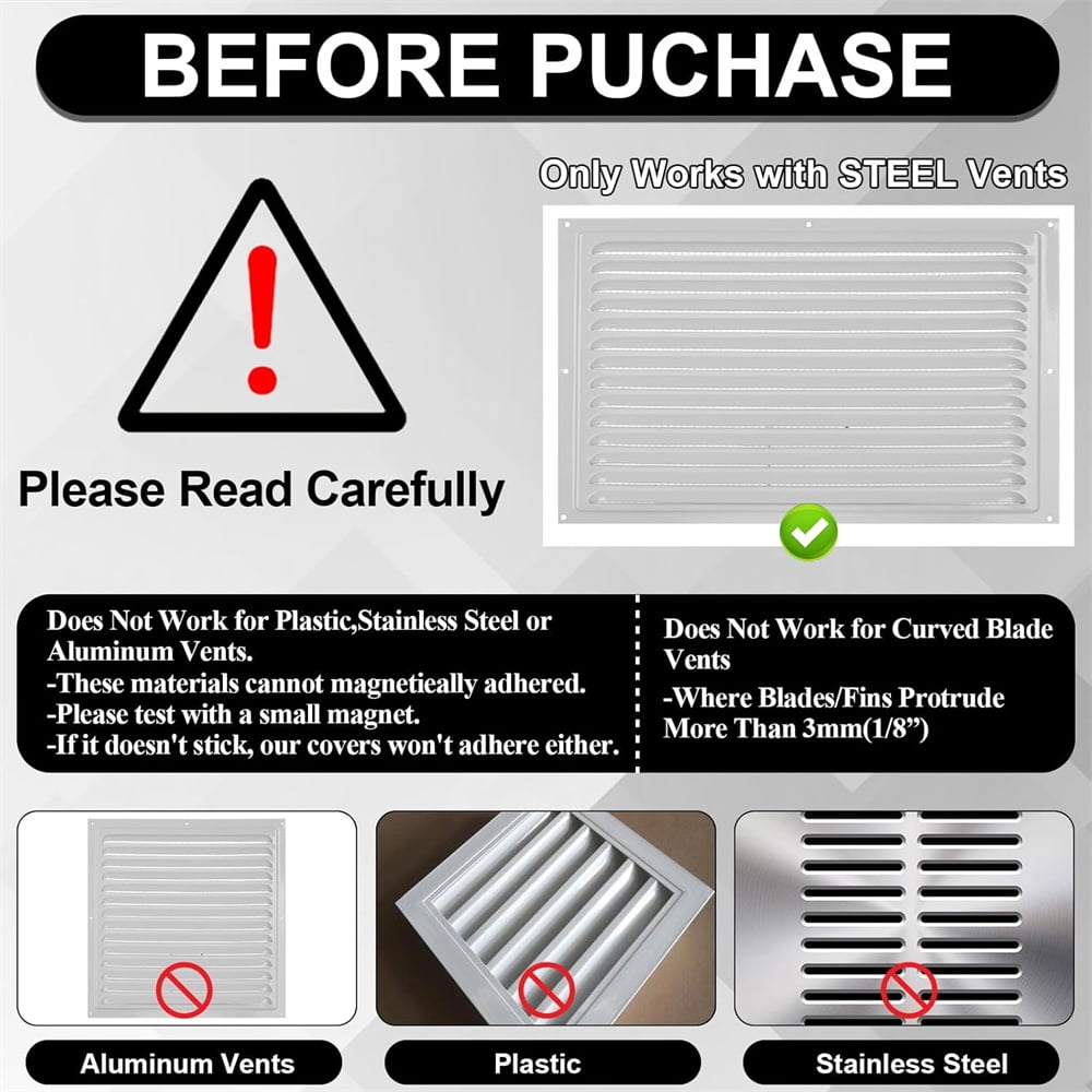 NOGIS Square Magnetic Vent Covers, 14" x 14" (1 Pack), Extra Strong Magnets, Fits Steel Vents Only, Complete Seal, Air Vent/Register Covers for Home Ceiling, Wall, HVAC, AC, and Heater Vents
