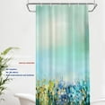 thumbnail image 2 of Blue Plant Art Decor Shower Curtain,Green Abstract Flowers Bathroom Decor Polyester Fiber Plastic Rings Quick-Drying Waterproof for Bathtubs/Bathroom, 72x36 inches, 2 of 6