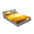 thumbnail image 2 of Ambesonne Nautical Fitted Sheet & Pillow Sham Set, Ship on Ocean Sunrise, Full, Yellow, 2 of 2
