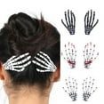 thumbnail image 2 of 1 Pce Pince à Cheveux Main Squelette Crâne Zombie Gothique Punk Halloween, 2 of 5