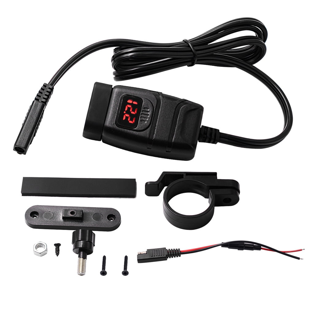 12V Motorcycle Charging Power Adapter with LED Voltmeter ON OFF Switch  Waterproof SAE to USB Adapter for Phone Tablet - Walmart.com